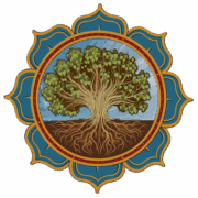 Tree inside a lotus medallion.